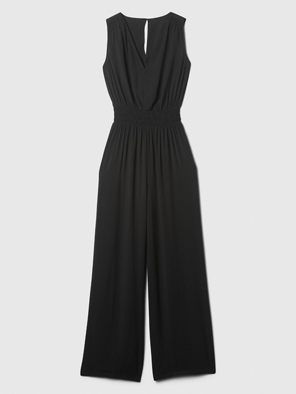 GAP Classic Black Sleeveless Jumpsuit V neck with Pockets - Picture 2 of 12